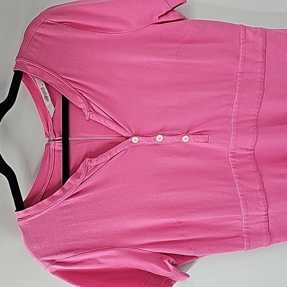 Eshakti Pink Fit & Flare Cap Sleeve Dress w 3-Button Front & Side Pockets - Picture 6 of 15